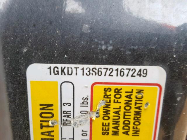 1GKDT13S672167249 - 2007 GMC ENVOY GRAY photo 10