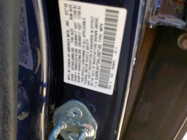 5J6RE4H70AL082145 - 2010 HONDA CR-V EXL BLUE photo 10