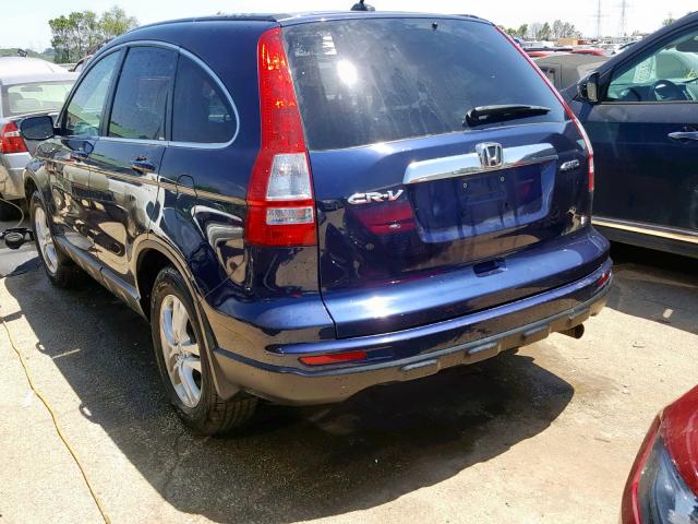 5J6RE4H70AL082145 - 2010 HONDA CR-V EXL BLUE photo 3