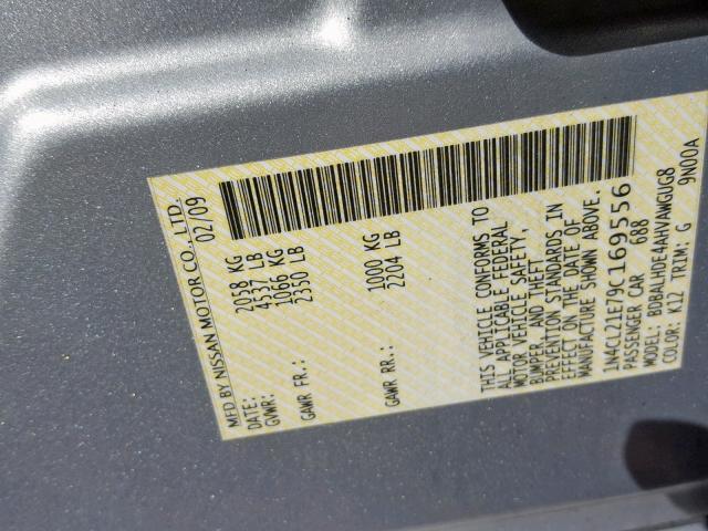 1N4CL21E79C169556 - 2009 NISSAN ALTIMA HYB SILVER photo 10