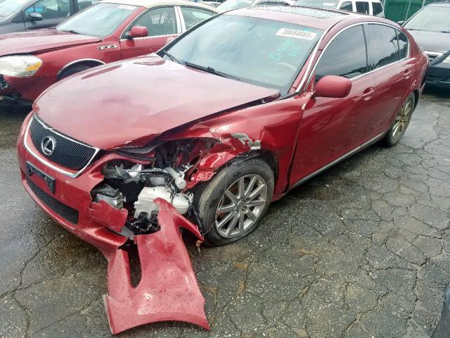 JTHBH96S165027457 - 2006 LEXUS GS 300 RED photo 2