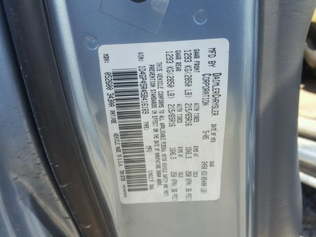 1D4GP45R45B416169 - 2005 DODGE CARAVAN SX BLUE photo 10