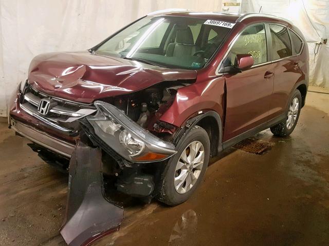 5J6RM4H70EL018342 - 2014 HONDA CR-V EXL MAROON photo 2