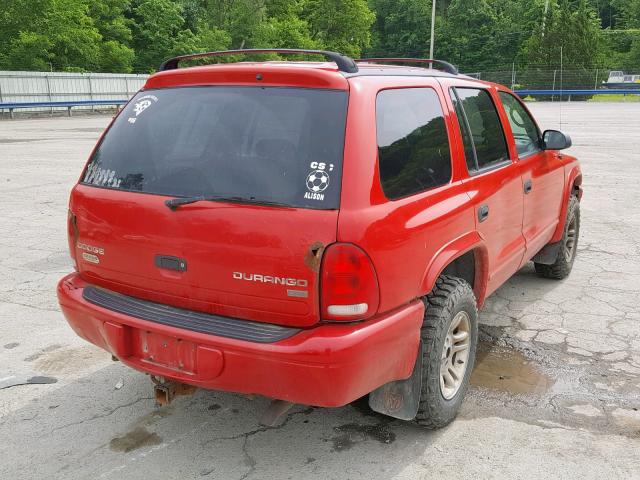 1D4HS48Z73F564336 - 2003 DODGE DURANGO SL RED photo 4