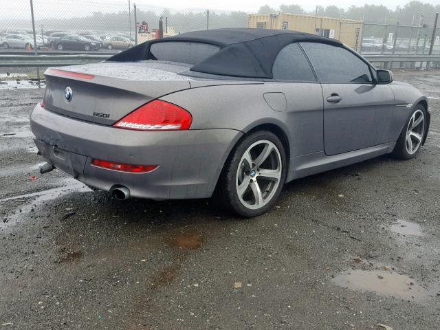 WBAEB535X8CX63607 - 2008 BMW 650 I GRAY photo 4