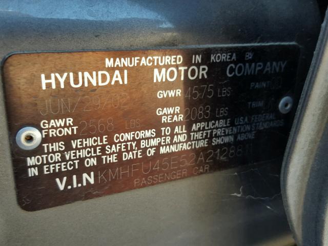 KMHFU45E52A212881 - 2002 HYUNDAI XG 350 GRAY photo 10