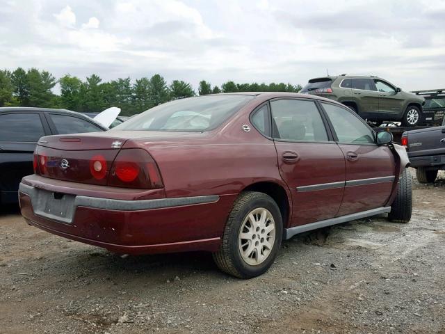 2G1WF52E019165013 - 2001 CHEVROLET IMPALA BURGUNDY photo 4