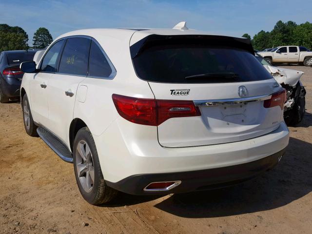 5FRYD4H23FB007425 - 2015 ACURA MDX WHITE photo 3