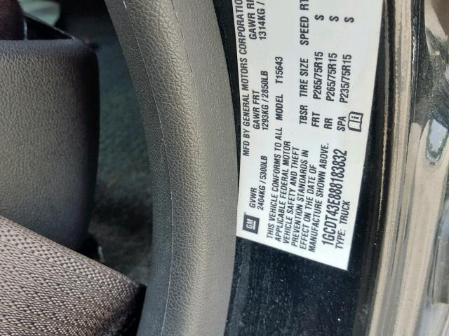 1GCDT43E888183832 - 2008 CHEVROLET COLORADO L BLACK photo 10