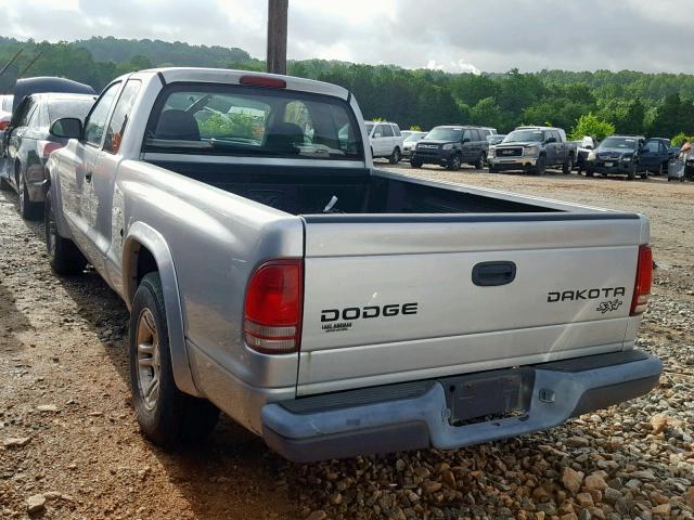 1D7GL12K84S691112 - 2004 DODGE DAKOTA SXT SILVER photo 3