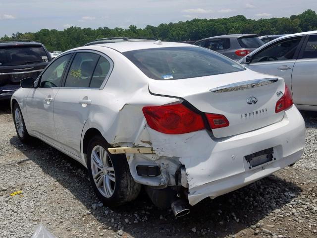 JN1CV6AR5DM753586 - 2013 INFINITI G37 WHITE photo 3