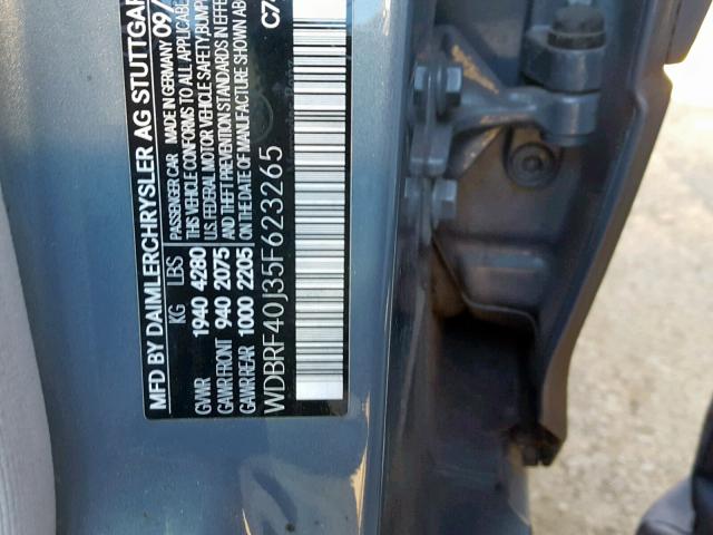 WDBRF40J35F623265 - 2005 MERCEDES-BENZ C 230K SPO BLUE photo 10