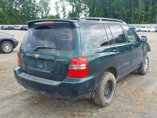 JTEHF21A410038803 - 2001 TOYOTA HIGHLANDER GREEN photo 4