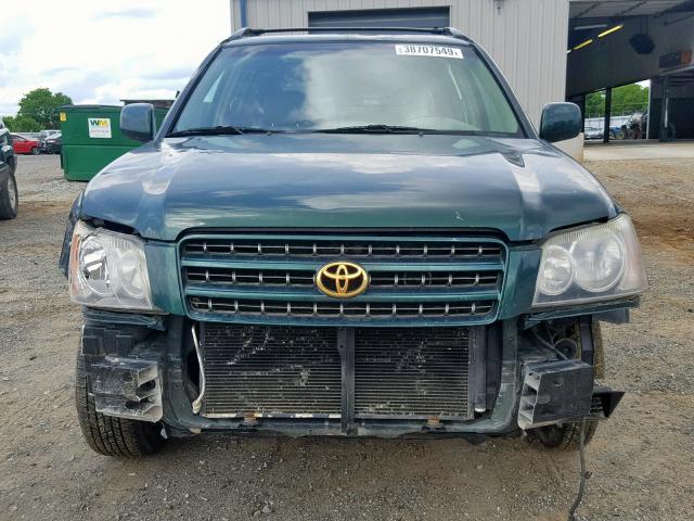 JTEHF21A410038803 - 2001 TOYOTA HIGHLANDER GREEN photo 9