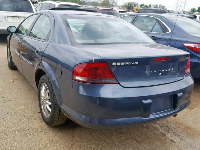 1C3AL56R72N113839 - 2002 CHRYSLER SEBRING LX BLUE photo 3