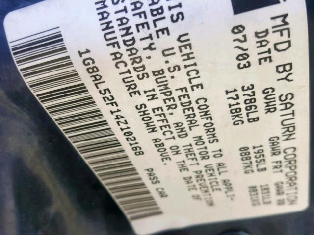 1G8AL52F14Z102168 - 2004 SATURN ION LEVEL SILVER photo 10