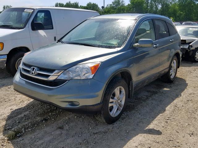 5J6RE4H74AL017203 - 2010 HONDA CR-V EXL GREEN photo 2