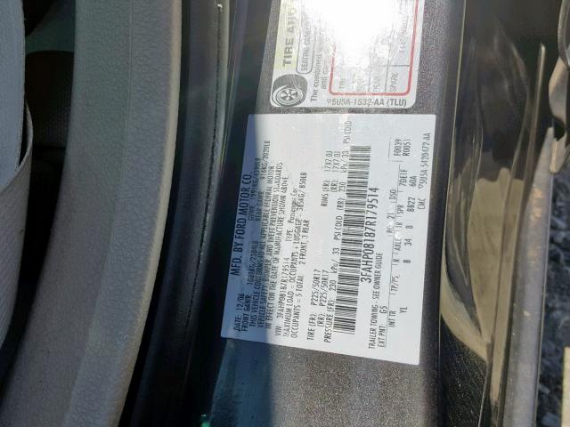 3FAHP08187R179514 - 2007 FORD FUSION SEL GRAY photo 10