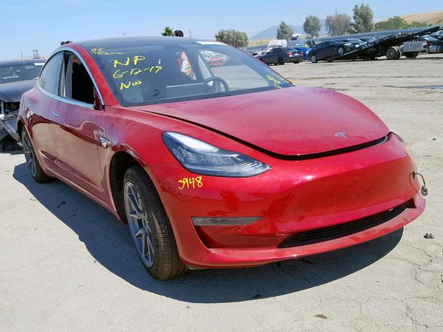 5YJ3E1EA6JF007222 - 2018 TESLA MODEL 3 RED photo 1