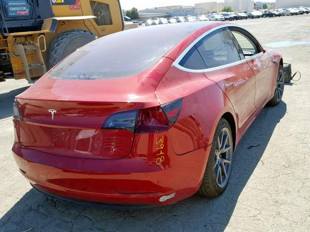 5YJ3E1EA6JF007222 - 2018 TESLA MODEL 3 RED photo 4