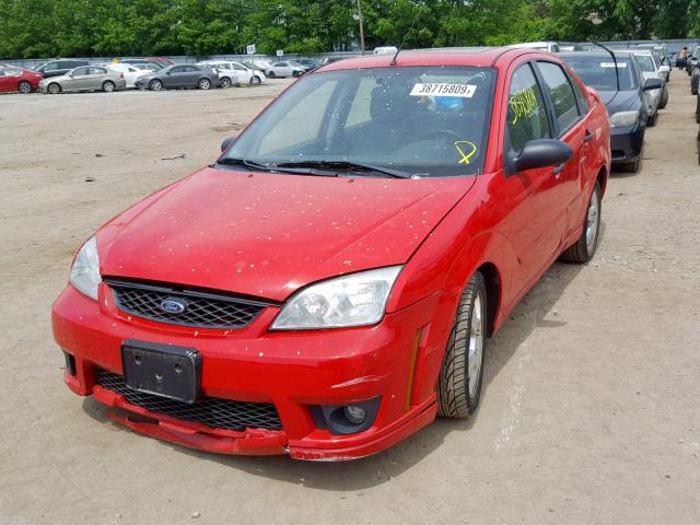 1FAHP34N17W108453 - 2007 FORD FOCUS ZX4 RED photo 2