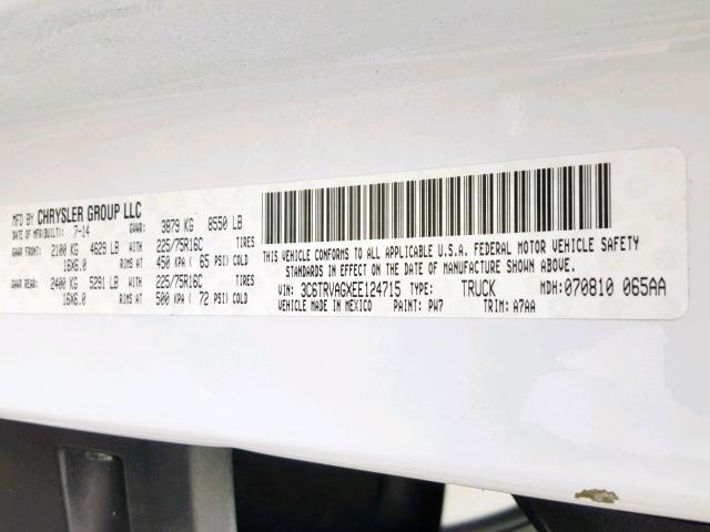 3C6TRVAGXEE124715 - 2014 RAM PROMASTER 白色 照片 10