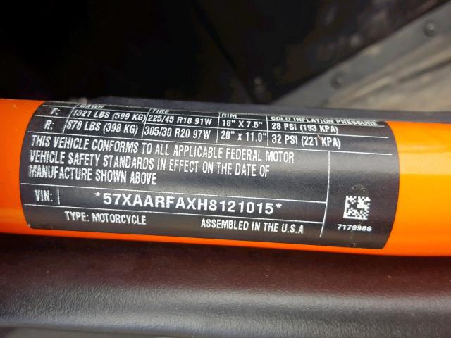 57XAARFAXH8121015 - 2017 POLARIS SLINGSHOT ORANGE photo 10