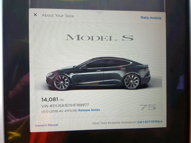 5YJSA1E11HF189977 - 2017 TESLA MODEL S GRAY photo 8