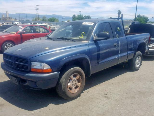 1B7GL22X61S129409 - 2001 DODGE DAKOTA BLUE photo 2