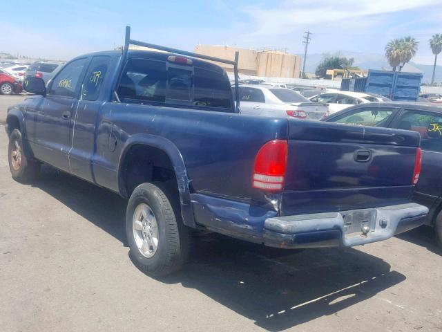 1B7GL22X61S129409 - 2001 DODGE DAKOTA BLUE photo 3