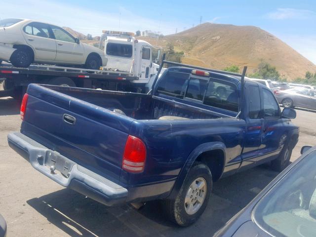 1B7GL22X61S129409 - 2001 DODGE DAKOTA BLUE photo 4