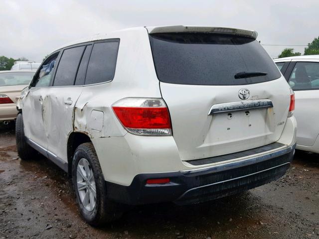 5TDBK3EH6CS151185 - 2012 TOYOTA HIGHLANDER WHITE photo 3