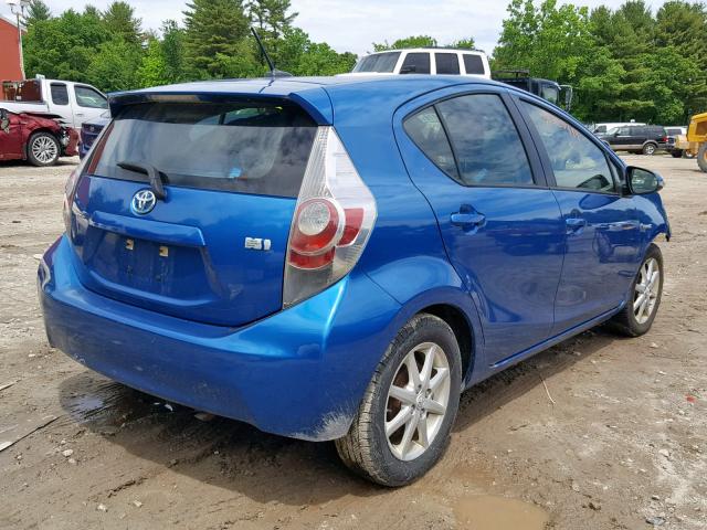 JTDKDTB39D1540291 - 2013 TOYOTA PRIUS C BLUE photo 4