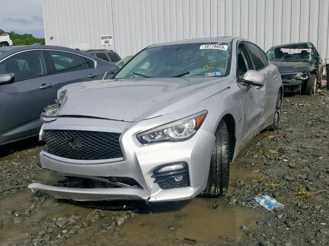 JN1AV7AR2EM702450 - 2014 INFINITI Q50 HYBRID SILVER photo 2