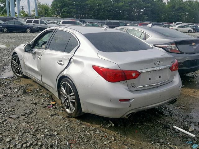 JN1AV7AR2EM702450 - 2014 INFINITI Q50 HYBRID SILVER photo 3