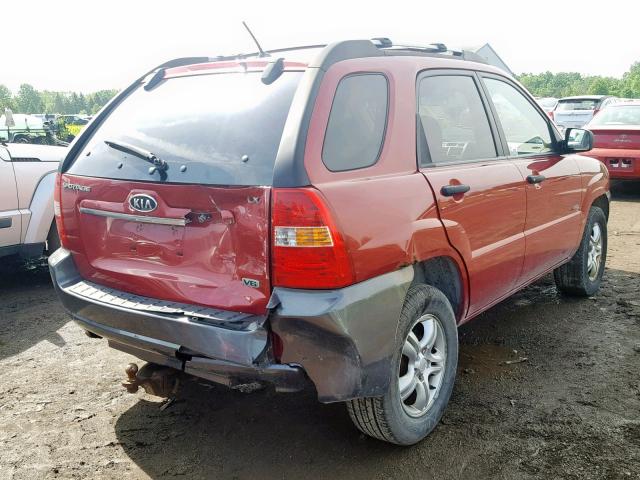 KNDJE723877440121 - 2007 KIA SPORTAGE E RED photo 4