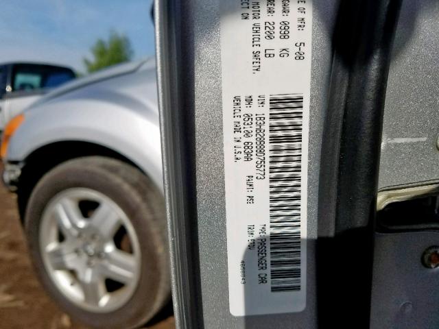 1B3HB28B88D755773 - 2008 DODGE CALIBER SILVER photo 10