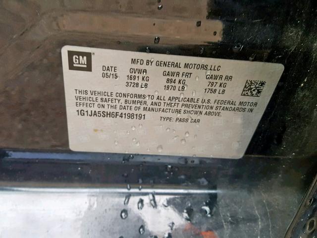 1G1JA5SH6F4198191 - 2015 CHEVROLET SONIC LS BLACK photo 10