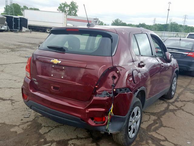 3GNCJKSB6HL269016 - 2017 CHEVROLET TRAX LS BURGUNDY photo 4