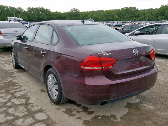 1VWAS7A38EC067240 - 2014 VOLKSWAGEN PASSAT S BURGUNDY photo 3