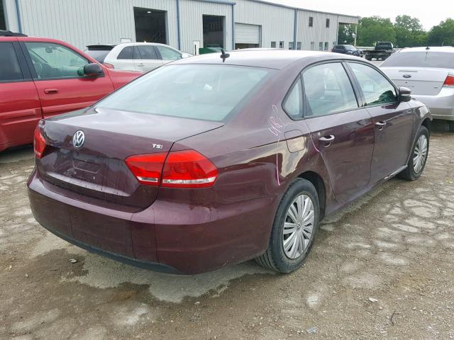 1VWAS7A38EC067240 - 2014 VOLKSWAGEN PASSAT S BURGUNDY photo 4