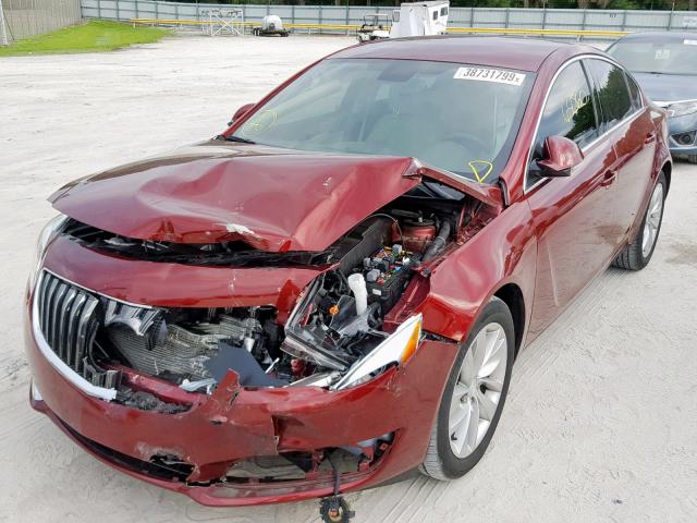 2G4GK5EX9G9164841 - 2016 BUICK REGAL RED photo 2