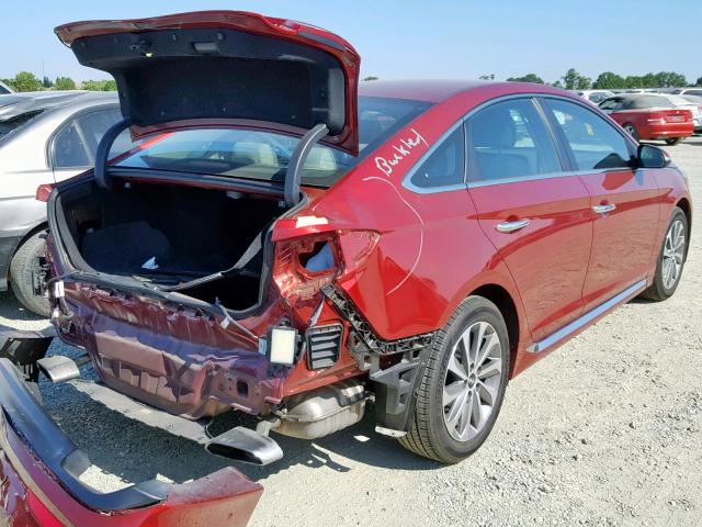 5NPE34AF4FH088876 - 2015 HYUNDAI SONATA SPO RED photo 4