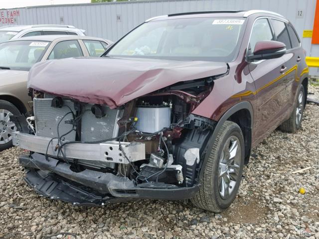 5TDDZRFH7JS896045 - 2018 TOYOTA HIGHLANDER BURGUNDY photo 2