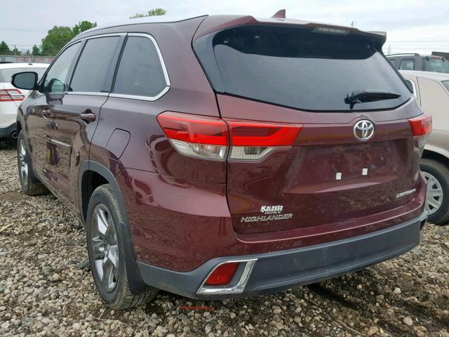 5TDDZRFH7JS896045 - 2018 TOYOTA HIGHLANDER BURGUNDY photo 3