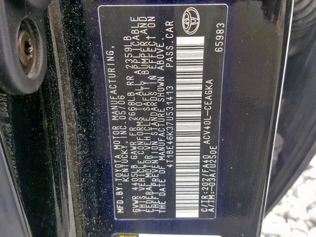 4T1BE46K37U531413 - 2007 TOYOTA CAMRY NEW BLACK photo 10