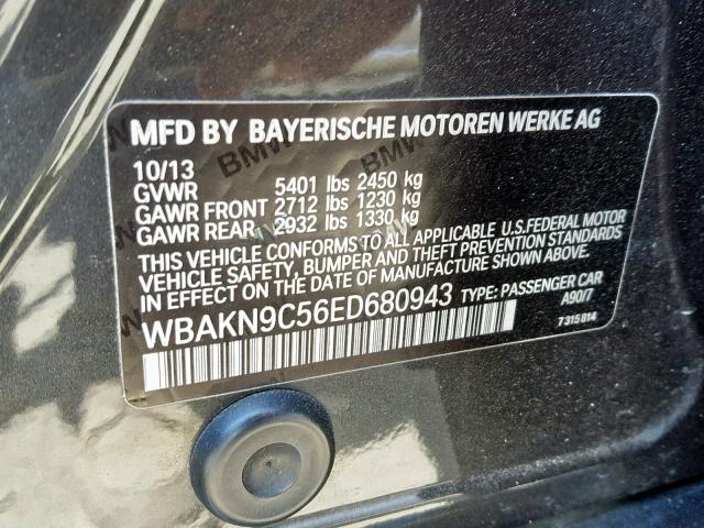 WBAKN9C56ED680943 - 2014 BMW 550 I BLACK photo 10