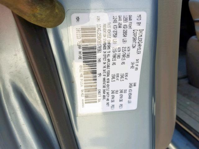 1C4GJ25BX3B170361 - 2003 CHRYSLER VOYAGER BLUE photo 10