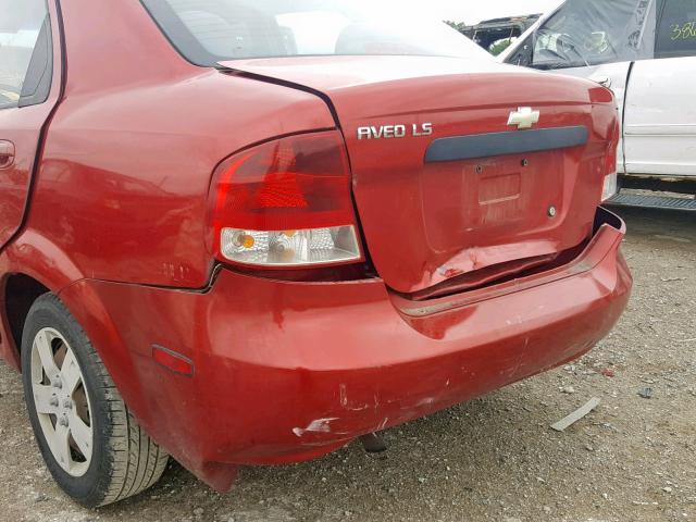 KL1TD56636B681561 - 2006 CHEVROLET AVEO BASE Қызыл фото 9
