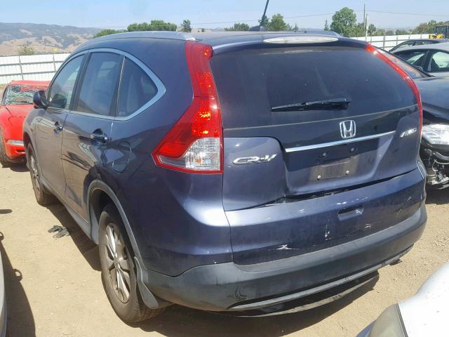 5J6RM4H78CL056785 - 2012 HONDA CR-V EXL BLUE photo 3